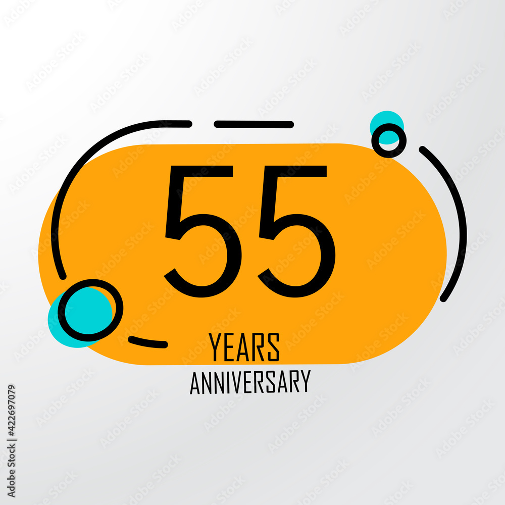 55 Years Anniversary Celebration Yellow Color Vector Template Design Illustration