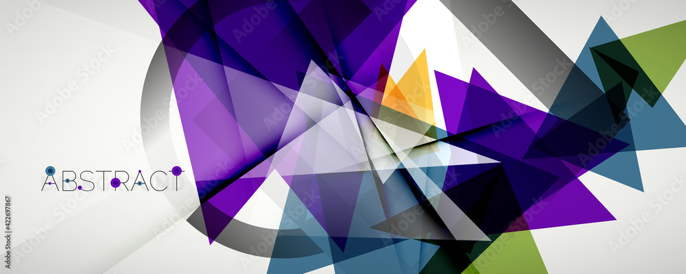 Fototapeta premium Geometric abstract background. Color triangle shapes. Vector illustration for covers, banners, flyers and posters and other designs