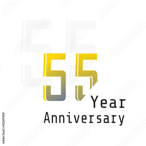 55 Years Anniversary Celebration Yellow Color Vector Template Design Illustration