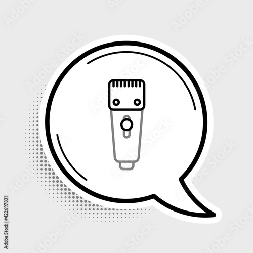 Line Electrical hair clipper or shaver icon isolated on grey background. Barbershop symbol. Colorful outline concept. Vector