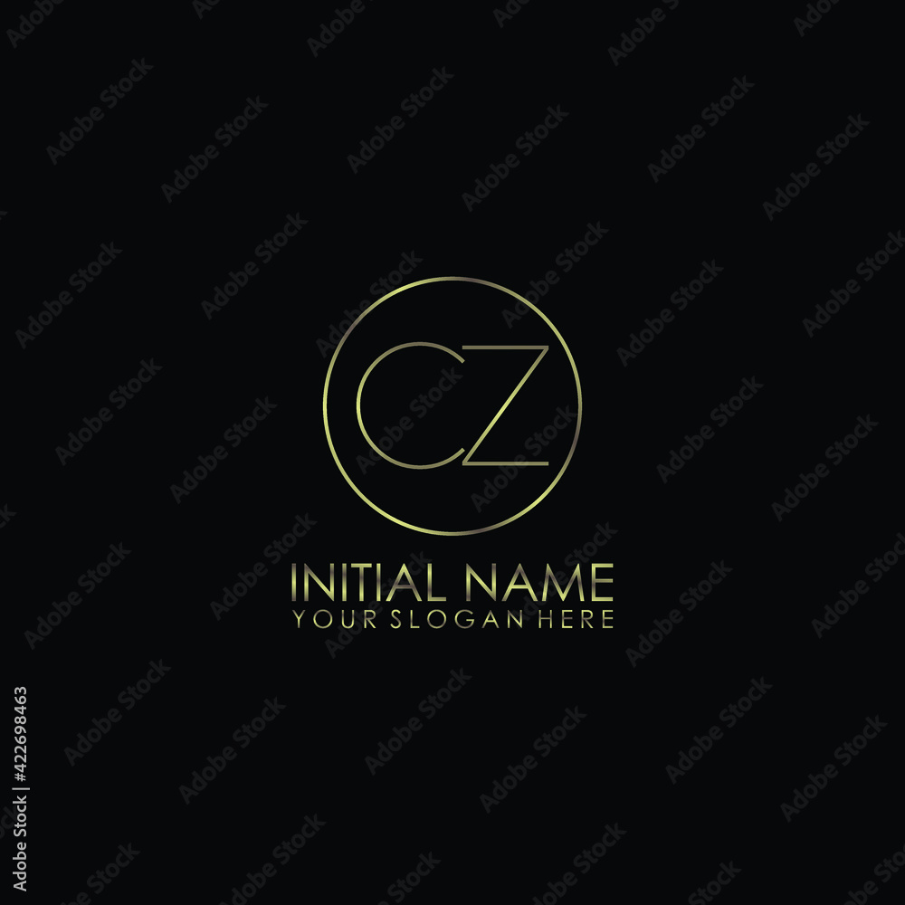 CZ Initials handwritten minimalistic logo template vector - obrazy, fototapety, plakaty 