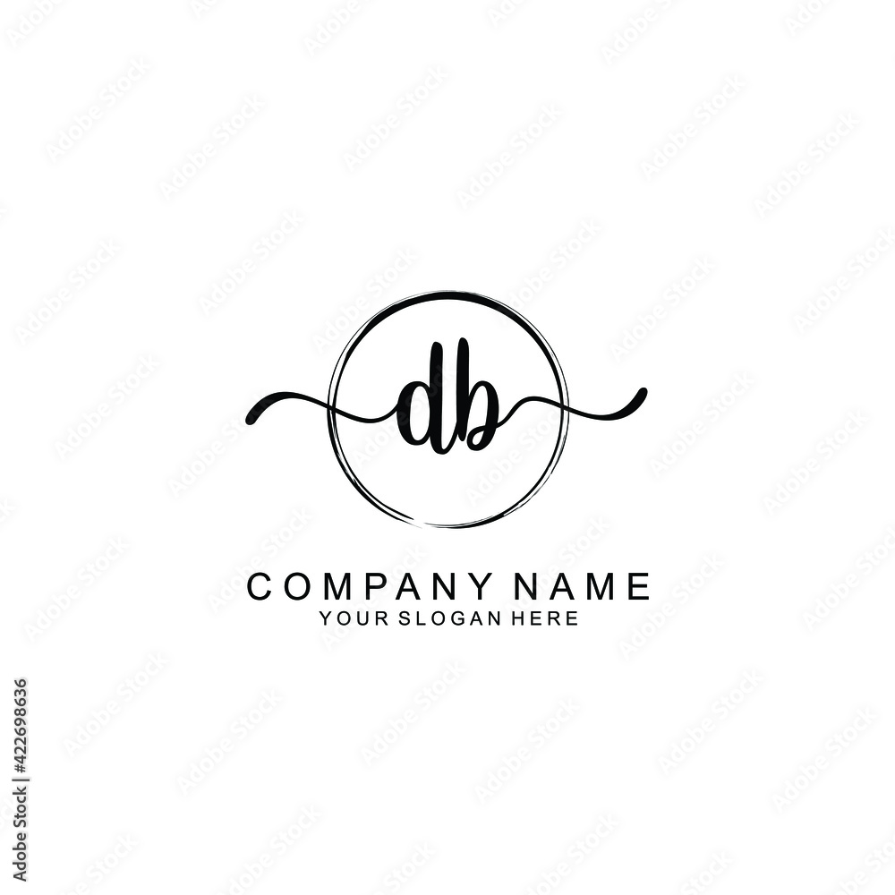 DB Initials handwritten minimalistic logo template vector DB Initials handwritten minimalistic logo template vector