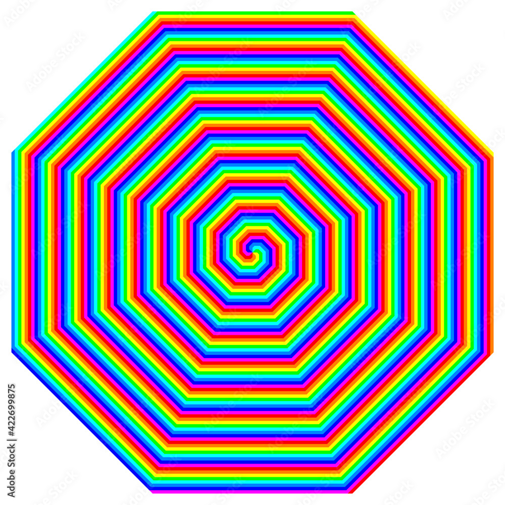 colorful polygonal archimedean spiral