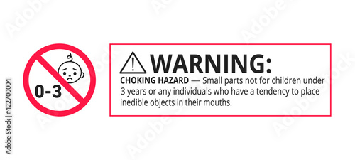 Choking warning hazard forbidden sign sticker not suitable for children under 3 years