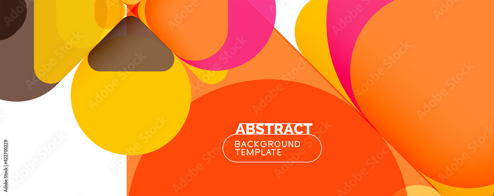 Flat geometric round shapes and dynamic lines, abstract background. Vector illustration for placards, brochures, posters and banners Flat geometric round shapes and dynamic lines, abstract background. Vector illustration for placards, brochures, posters and banners