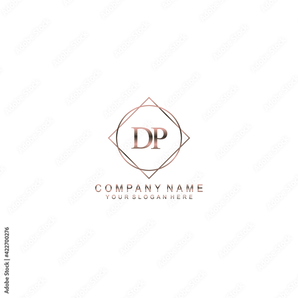 DP Initials handwritten minimalistic logo template vector