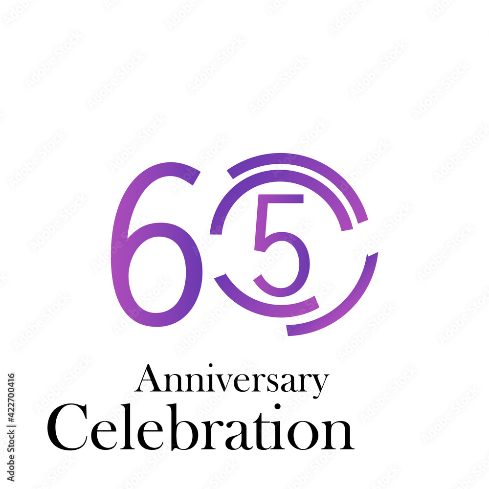 Obraz premium 65 Years Anniversary Celebration Rainbow Color Vector Template Design Illustration