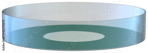 Front view of empty imaging dish with glass coverslip bottom