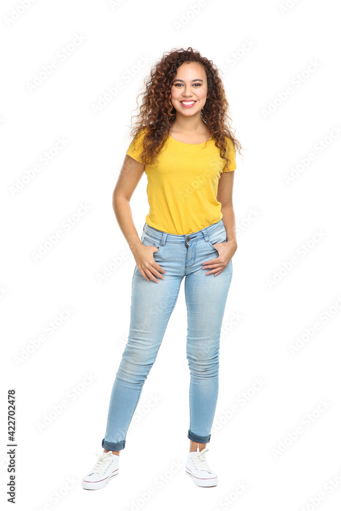 Young american girl isolated on white background Young american girl isolated on white background