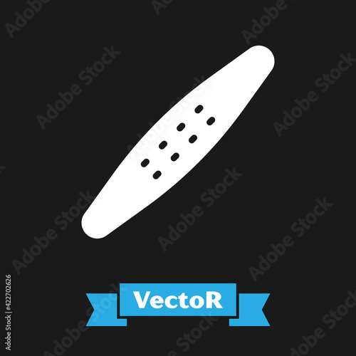 White Nail file pet icon isolated on black background. Professional treatment at home grooming for pet. Vector