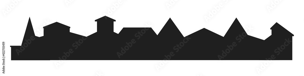 Set of silhouettes of buildings isolated on white background. City or village. Vector illustration Set of silhouettes of buildings isolated on white background. City or village. Vector illustration