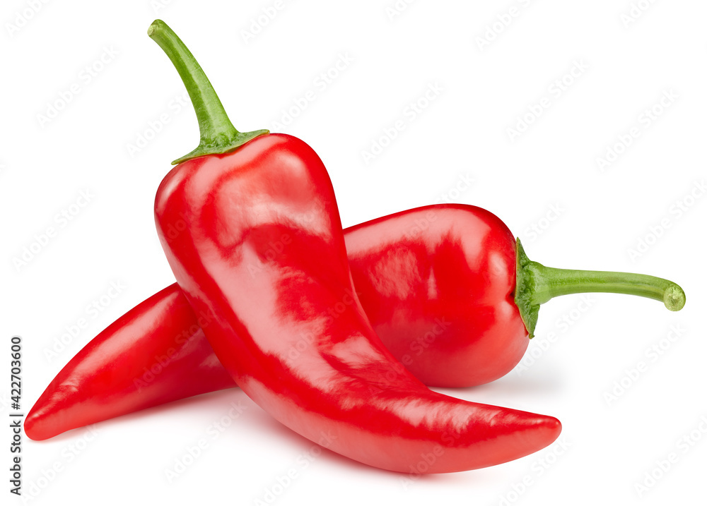 Ripe red hot chili peppers vegetable isolated Stock Photo | Adobe Stock