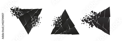 Shape shattered and explodes flat style design vector illustration set.