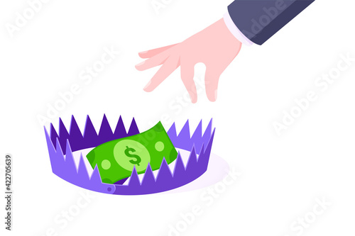 Money trap business concept flat style design vector illustration isolated on white background.
