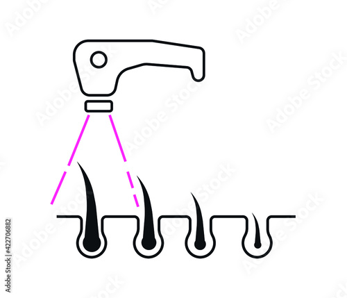 Laser hair removal thin line icon. Follicle destruction by laser. epilation Vector illustration.