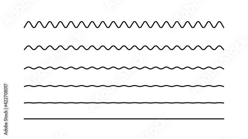 Set of wavy horizontal lines isolated on white background. Vector illustration