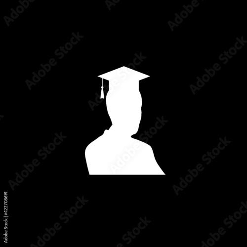 Male graduate student icon isolated on dark background