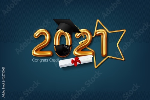 Congratulation graduates 2021 class of graduations. Vector illustration