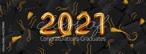 Congratulation graduates 2021 class of graduations. Vector illustration