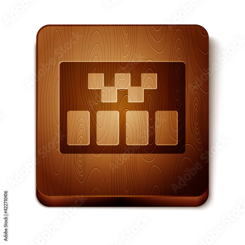 Brown Taximeter device icon isolated on white background. Measurement appliance for passenger fare in taxi car. Wooden square button. Vector