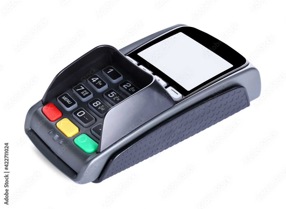 Obraz premium Payment terminal on white background