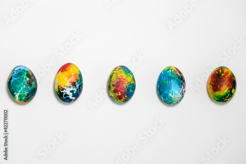 Fototapeta Naklejka Na Ścianę i Meble -  Easter eggs, hand-painted with acrylic paints, art.