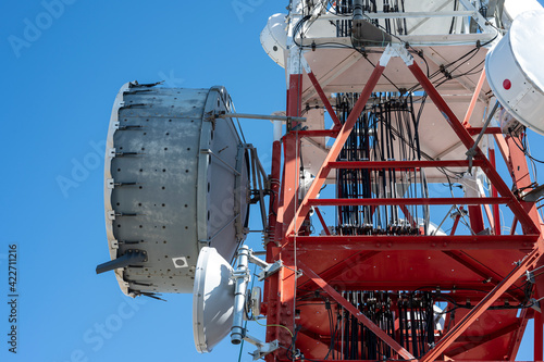 Detail of a large telecommunications antenna