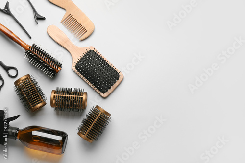 Set of hairdresser's tools on white background