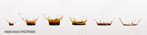 Vector realistic splash of coffee, cola or whiskey
