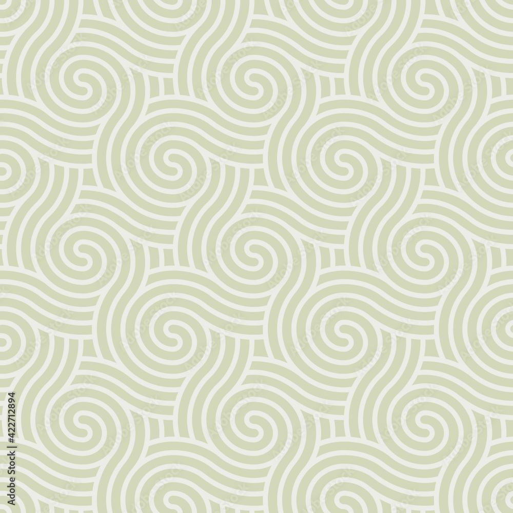 Spirals seamless pattern, beige. A retro seamless pattern with beige geometric motifs.