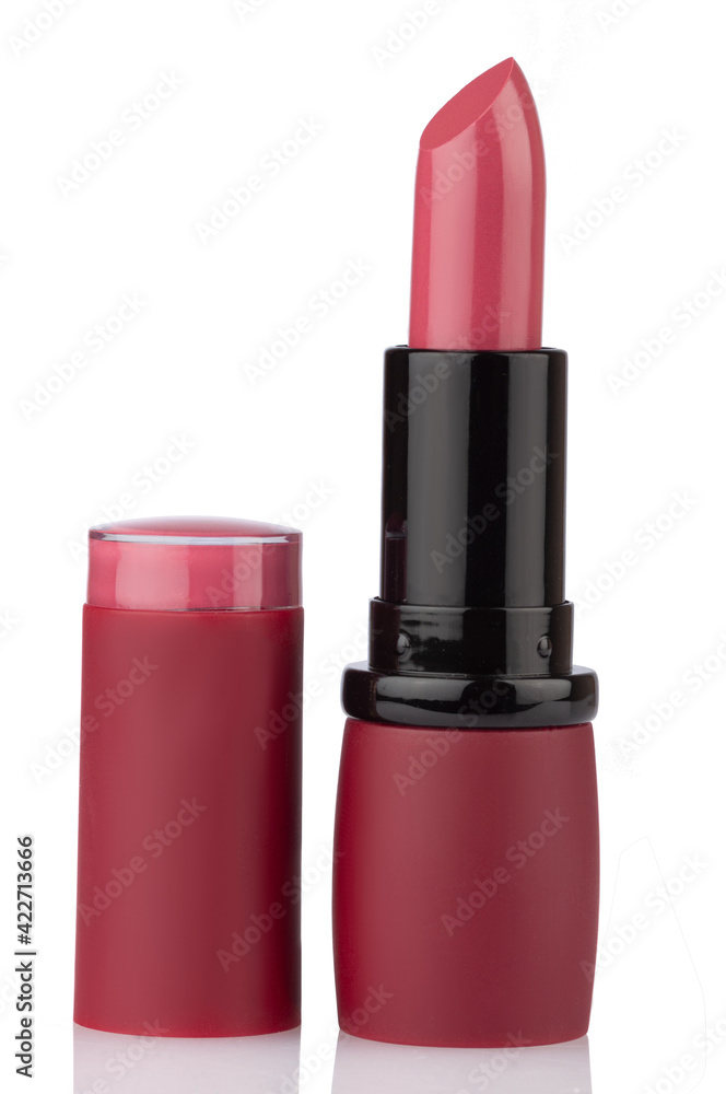 Pink glossy lipstic isolated on white background Pink glossy lipstic isolated on white background