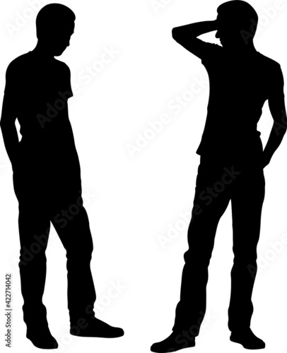 silhouettes of men posing in a relaxed position