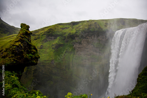 Summer landscape in Skogafoss waterfall, Southern Iceland, Europe