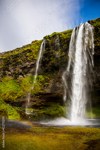 Summer landscape in Seljalandsfoss waterfall, Southern Iceland, Europe