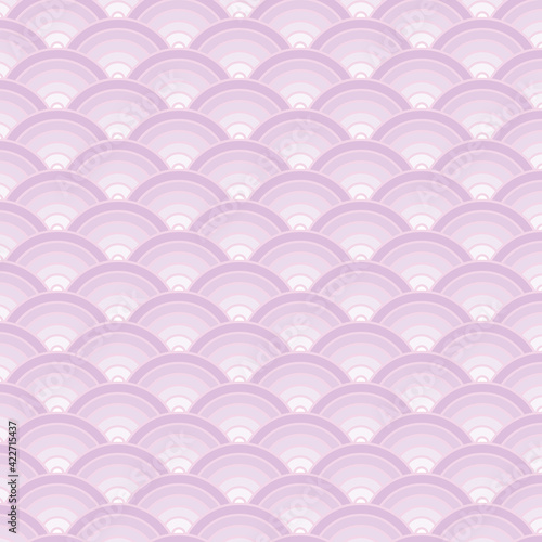 Japanese seamless circles pattern background. Japanese simple rounded background pattern for textile, paper, wrapping, ceramic, web and etc. Simple purple fish scale design pattern for spring sale.