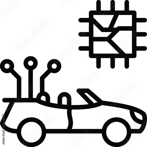 Self driving advanced driving assistance system Concept, Autopilot Hardware and Chi Vector Icon Design, Autonomous driverless vehicle Symbol, Robo car Sign, Automated driving system stock illustration