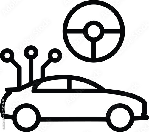 Self driving Wiring and Assembly Concept Vector Icon Design, Autonomous driverless vehicle Symbol, Robo car Sign, Automated driving system stock illustration