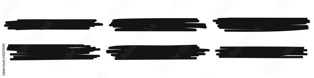 Set of hand drawn brush strokes, stains for backdrops. Grunge stripes. Vector illustration Set of hand drawn brush strokes, stains for backdrops. Grunge stripes. Vector illustration