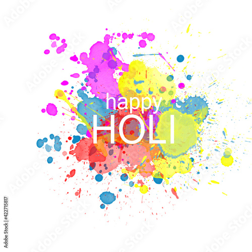 Happy Holi stylish designer text in wet color splash background