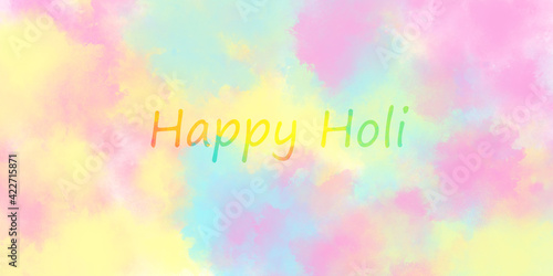 Happy Holi stylish designer text in transparent white film on colorful smoke background