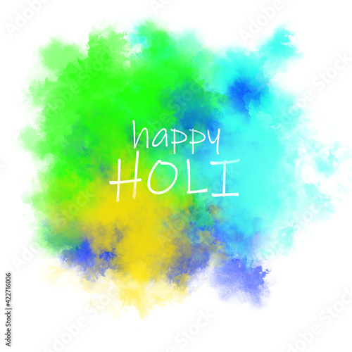 Happy Holi stylish designer text in colorful powdered smoke background