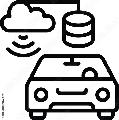 Self driving data storage Concept,  Cloud Robotics Management Vector Icon Design, Autonomous driverless vehicle Symbol, Robo car Sign, Automated driving system stock illustration
