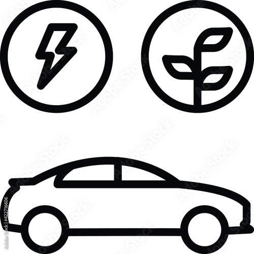 Self driving Hybrid Car or Eco Mode Concept, Nature Friendly Vector Icon Design, Autonomous driverless vehicle Symbol, Robo car Sign, Automated driving system stock illustration