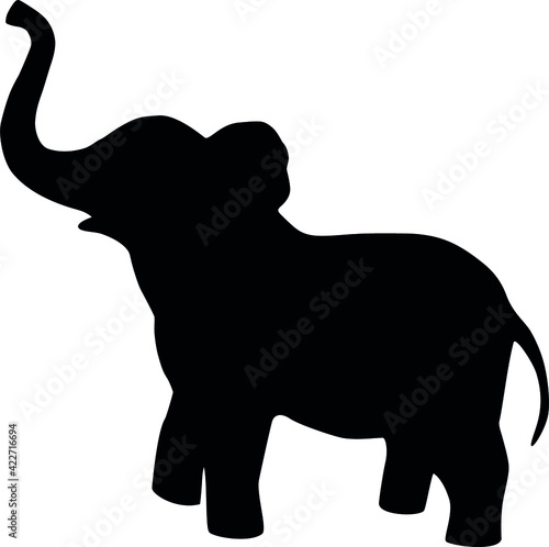 Black silhouette of an elephant. Vector graphics.