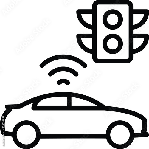 Self driving Traffic Light Detection and Recognition Concept Vector Icon Design, Autonomous driverless vehicle Symbol, Robo car Sign, Automated driving system stock illustrat