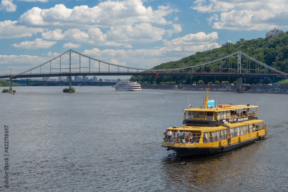 Tourist boat on the Dnieper river - Ukraine, Kiev