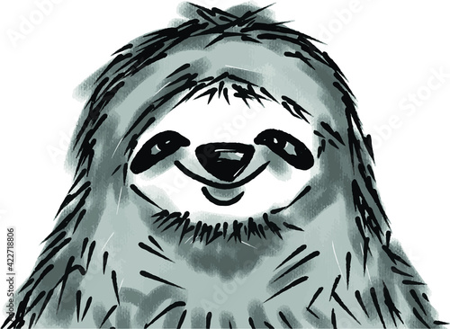 vector illustration of funny sloth smiling isolated portrait