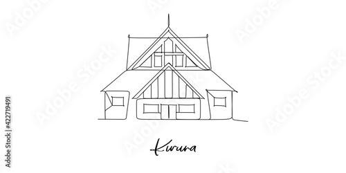 A glimpse of the church in the center of Kiruna in Sweden, Pastorate - continuous one line drawing 