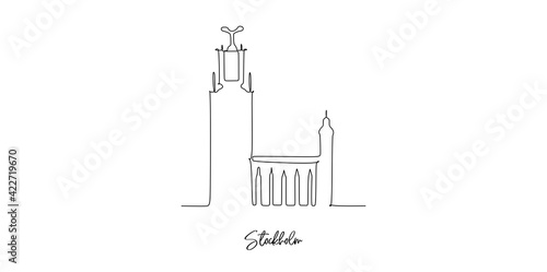 Stockholm of Sweden landmarks skyline - Continuous one line drawing