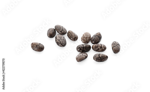 Chia seeds on white background. Organic superfood